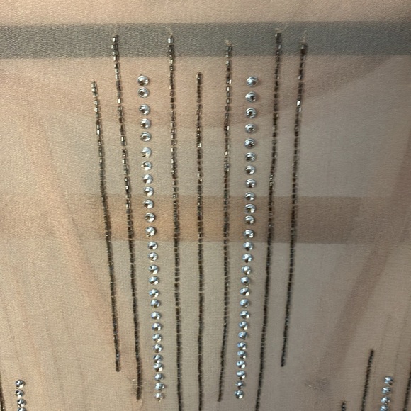 Alice + Olivia nude beaded open front top in sheer fabric s/p - Picture 5 of 5